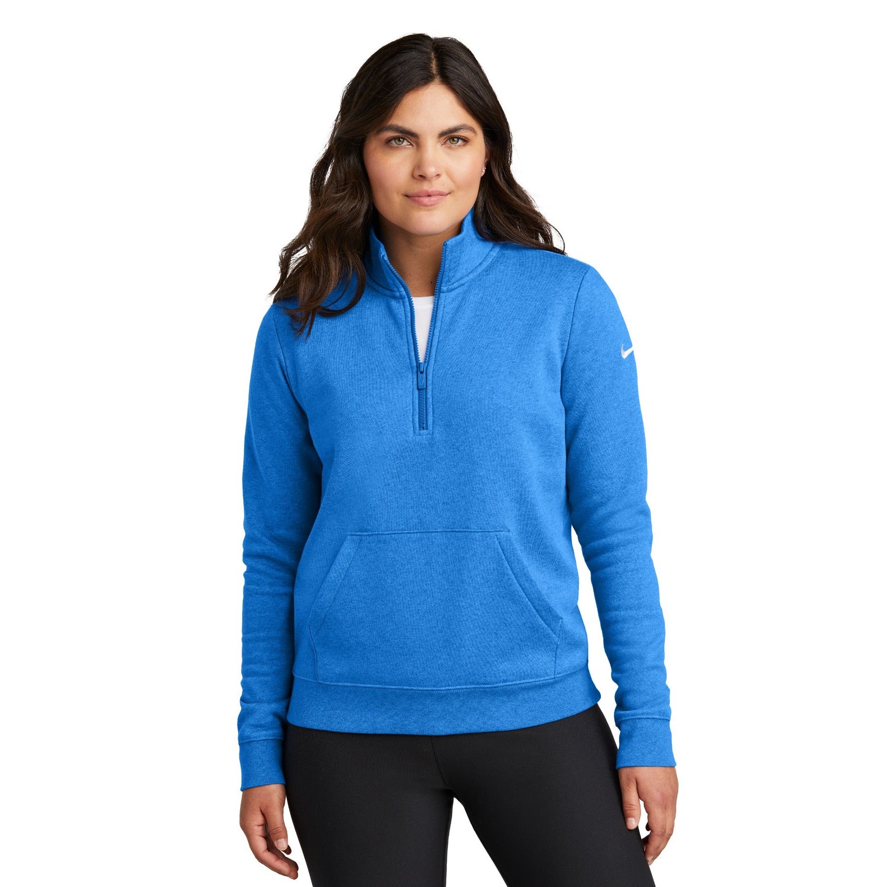 Nike-Nike Women's Club Fleece Sleeve Swoosh 1/2-Zip NKDX6720-MedTech-5